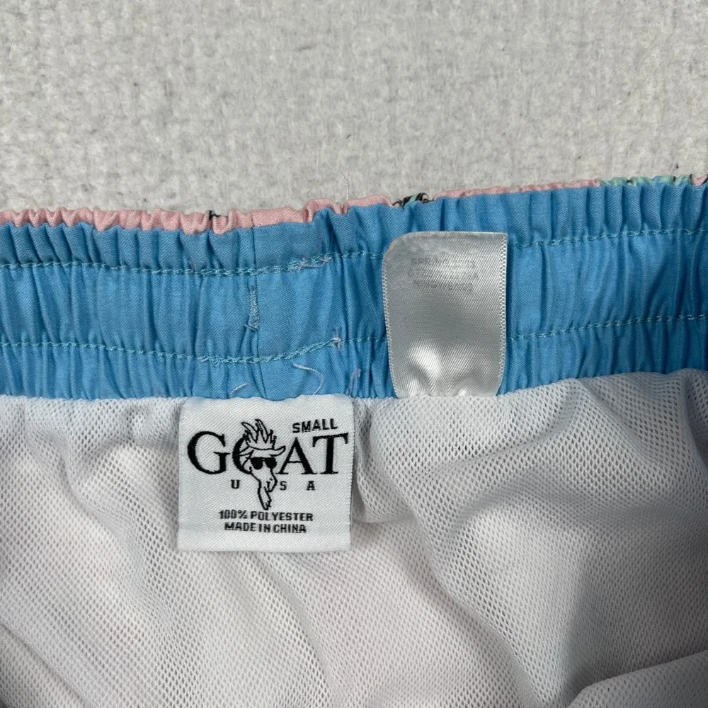 Goat USA Swim Trunks Mens Small Pink Goat Ice Cream Print Bathing Suit Pool